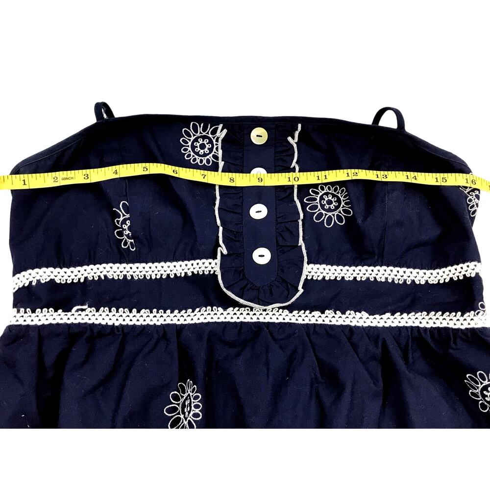 Zinc Girls Cotton Spaghetti Strap Blue Floral Embroidered Lace Dress Size XL - Picture 9 of 12